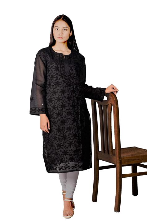 black chikan|Black Chikan Kurti